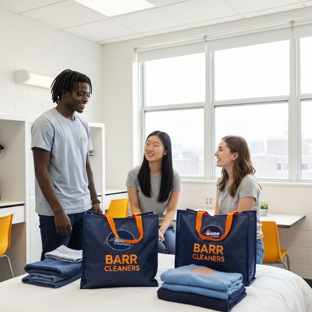 University students with Barr Cleaners branded laundry packs